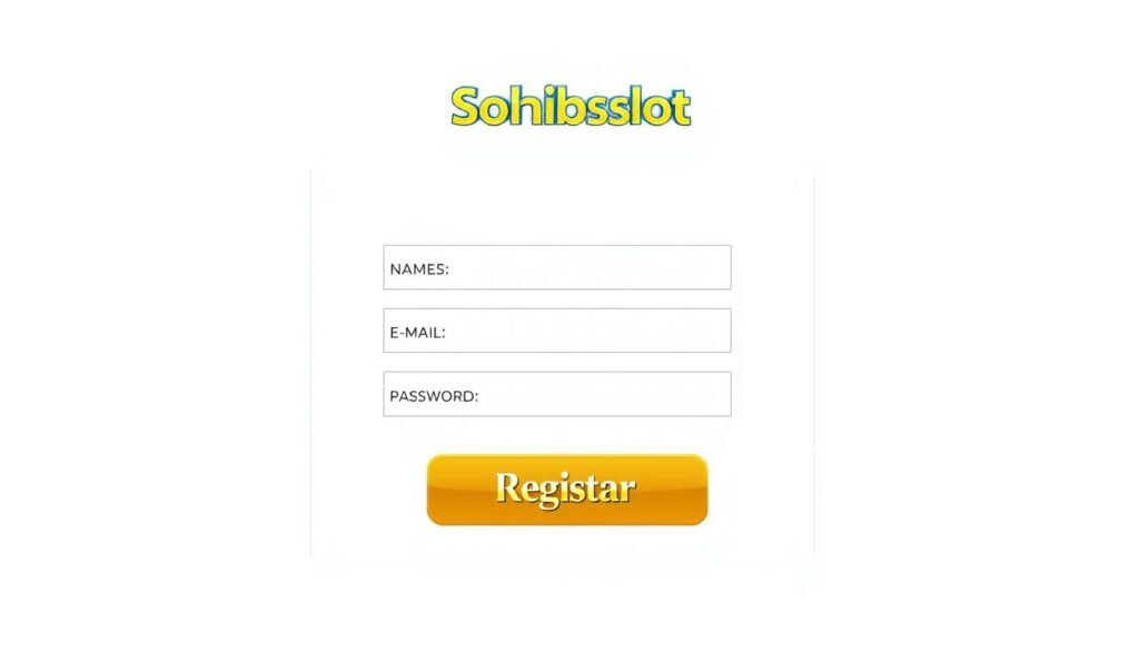 A modern, minimalist registration form for the online slot gaming platform Sohibslot, a leading "situs slot gacor" or reputable slot site. The form is presented on a simple white background, with clean lines and a sleek, professional design. The layout includes input fields for personal details like name, email, and password, as well as a prominent "Daftar" or "Register" button in the brand's signature colors of blue and gold. The overall aesthetic conveys a sense of trust, security, and user-friendliness, inviting players to easily sign up and begin their gaming experience with Istanaslot, the trusted Sohibslot platform.