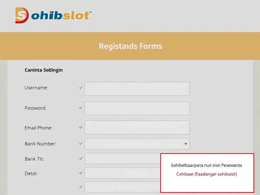 Formulir pendaftaran daftar sohibslot dengan kolom yang perlu diisi