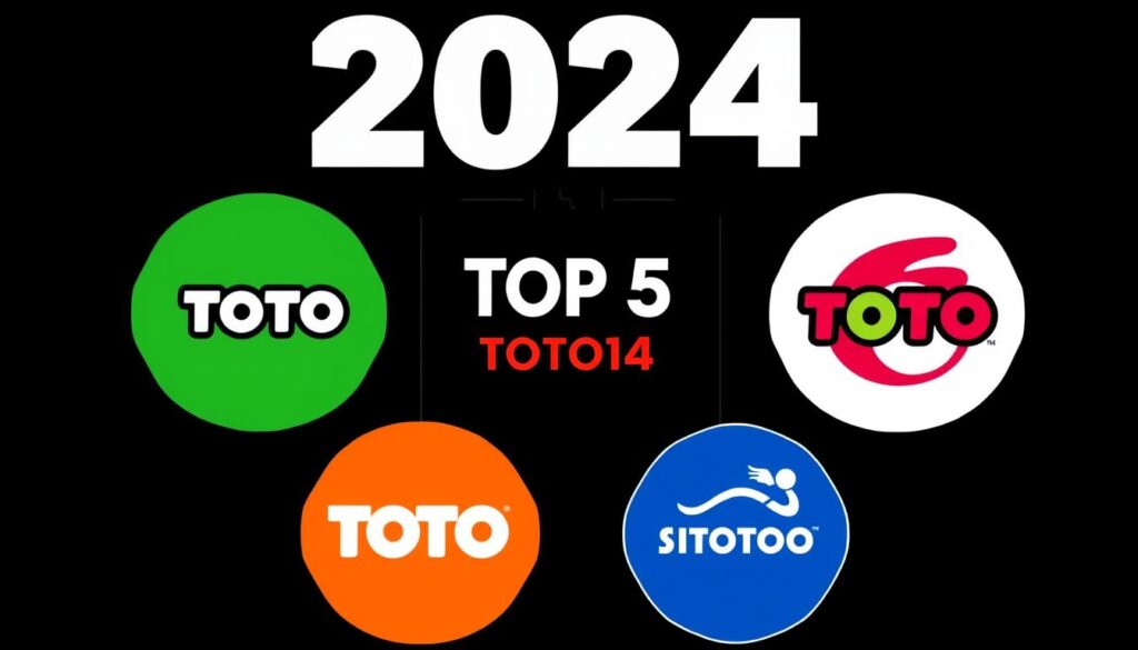 Kolase 5 situs Judi Toto Togel terbaik 2024 dengan logo dan fitur utama