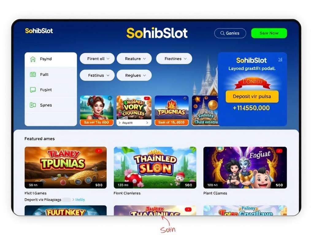 Tampilan utama platform SohibSlot untuk slot pulsa Thailand