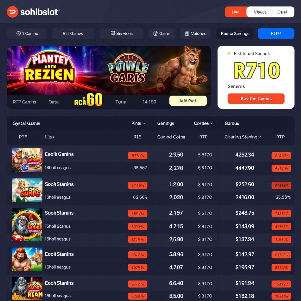 Data RTP Live pada situs judi toto slot gacor SohibSlot